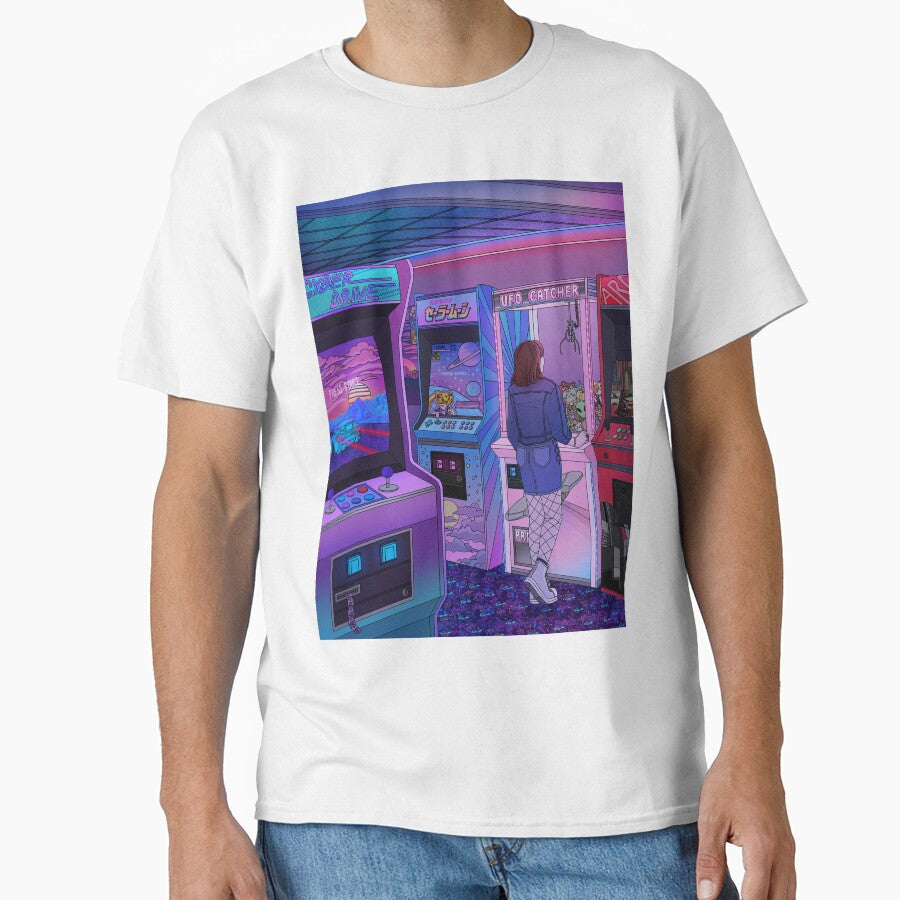 Girl at a retro game arcade by Sunflow3r T-Shirts, Hoodie, Sweatshirt | BlankRebels.com (Image 1)