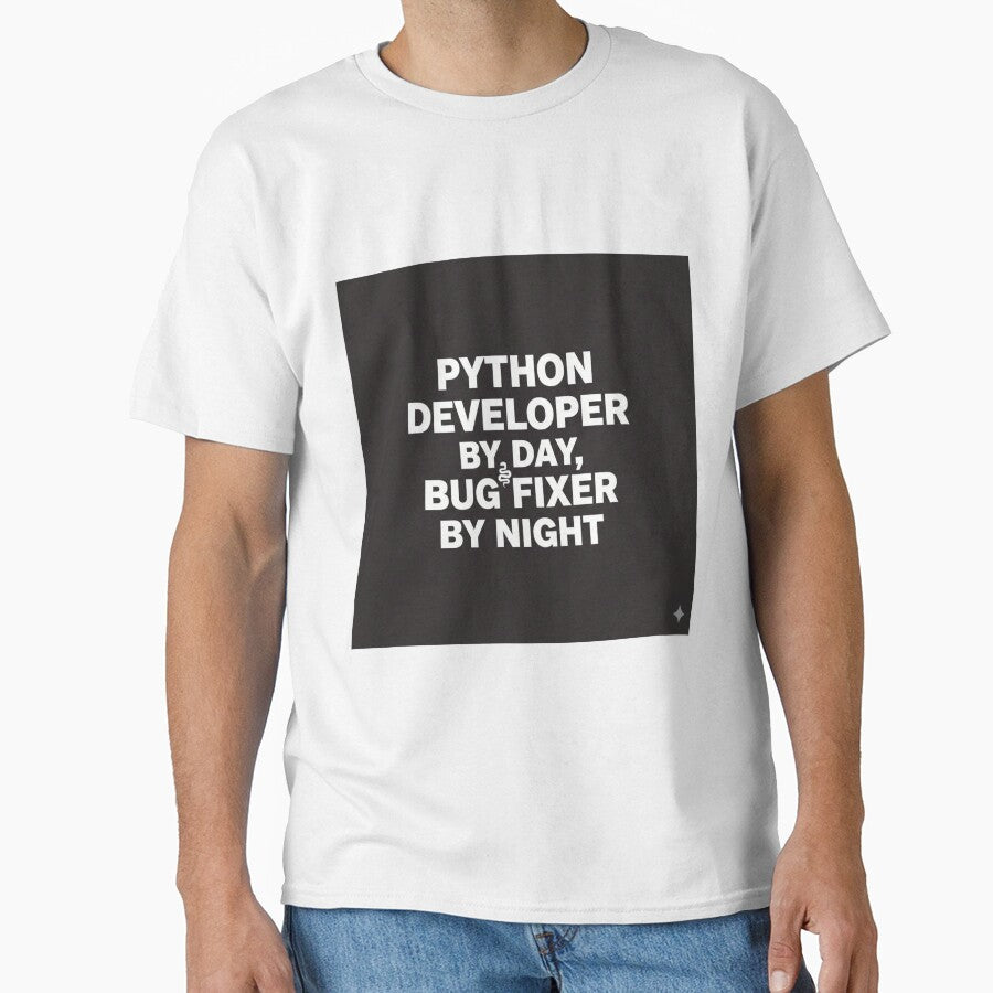 Python Developer By Day Bug Fixer By Night Sticker | Coder Humor by mdj96 T-Shirts, Hoodie, Sweatshirt (Image 1)