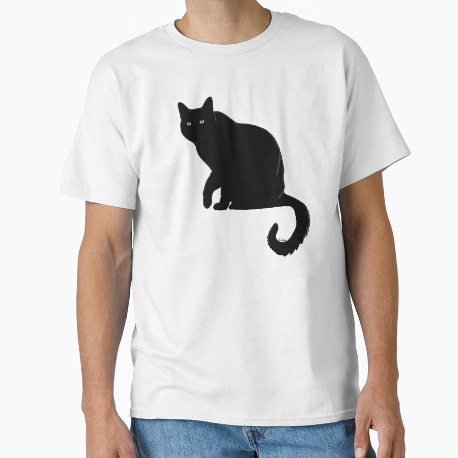 Pitch Black Cat - Orange Background by EcoElsa T-Shirts, Hoodie, Sweatshirt | BlankRebels.com (Image 1)
