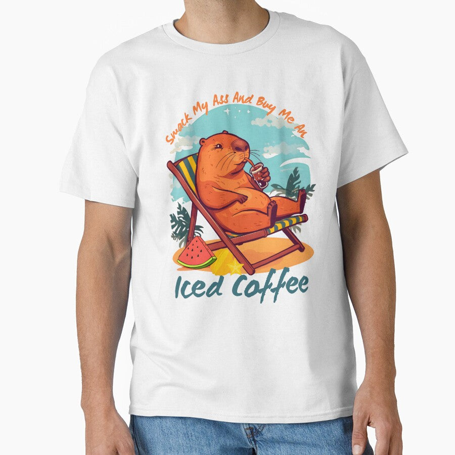 Funny Capybara Smack My Ass And Buy Me An Iced Coffee by Zayavca T-Shirts, Hoodie, Sweatshirt | BlankRebels.com (Image 1)