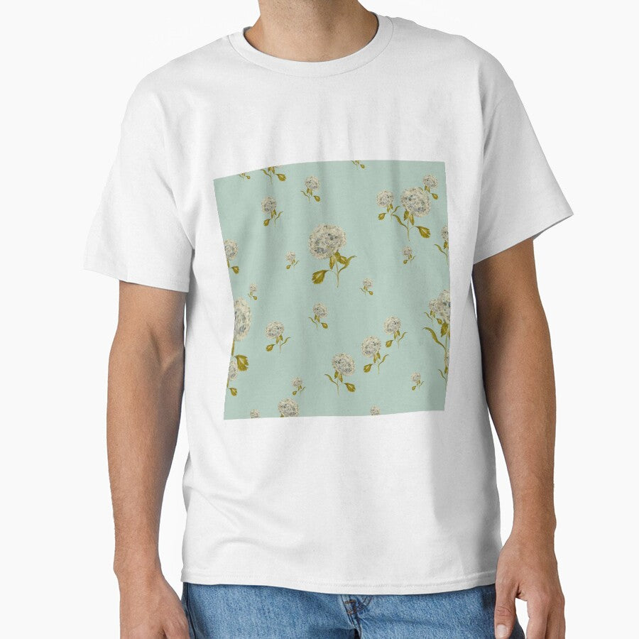 Hydrangea flower cute ornate pattern a watercolor mint by Yana Mustafina | Boho Soulful Designs T-Shirts,... (Image 1)