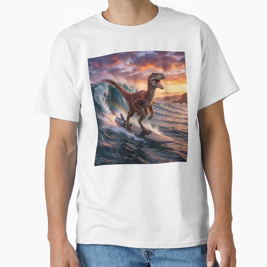 Velociraptor Surfing by Tridentulus T-Shirts, Hoodie, Sweatshirt | BlankRebels.com (Image 1)