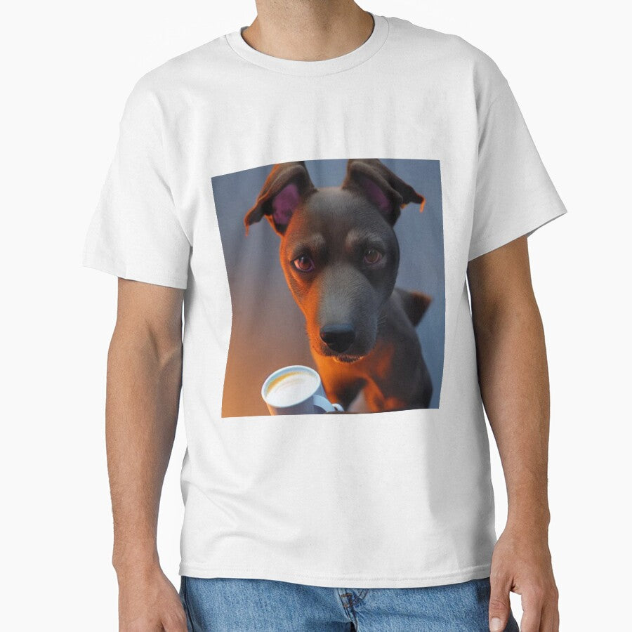 A DOG HOLDING A CUP OG COFFEE by Megh Trivedi T-Shirts, Hoodie, Sweatshirt | BlankRebels.com (Image 1)