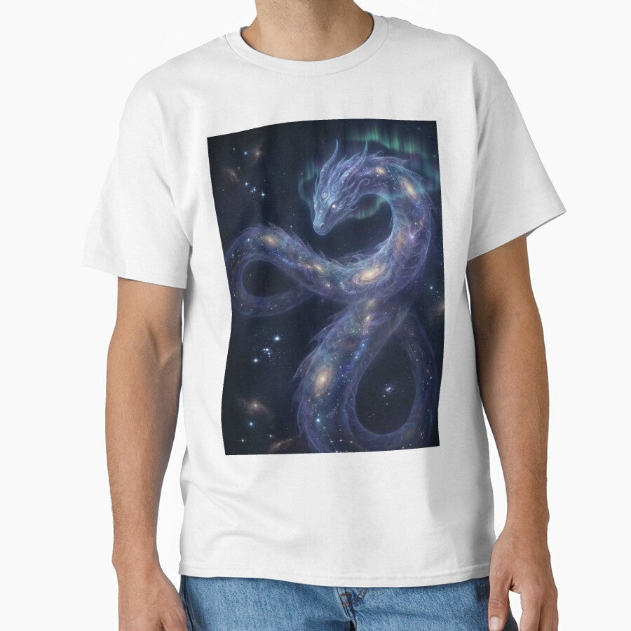 Cosmic Dragon Galaxy Space Art - Celestial Serpent Universe Mystical Fantasy Design by VibeCraftique T-Shirts,... (Image 1)