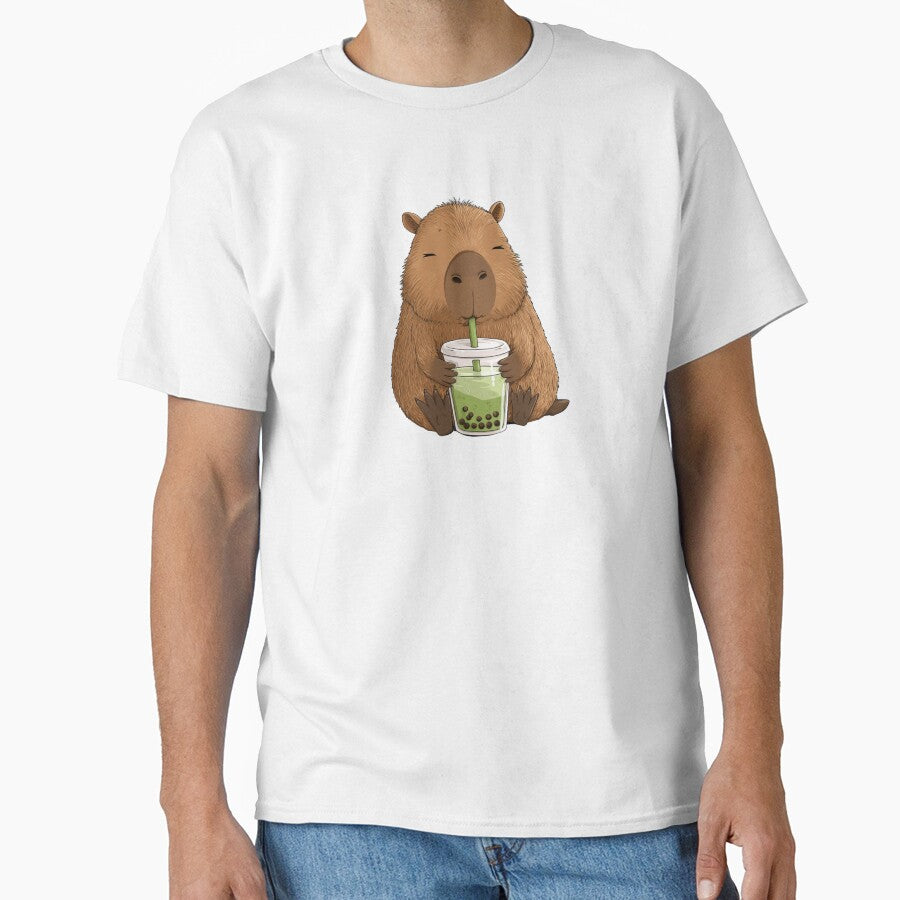 Kawaii Capybara Drinking Matcha Boba – Cute Cozy Animal Art by Purrfectanime T-Shirts, Hoodie, Sweatshirt (Image 1)