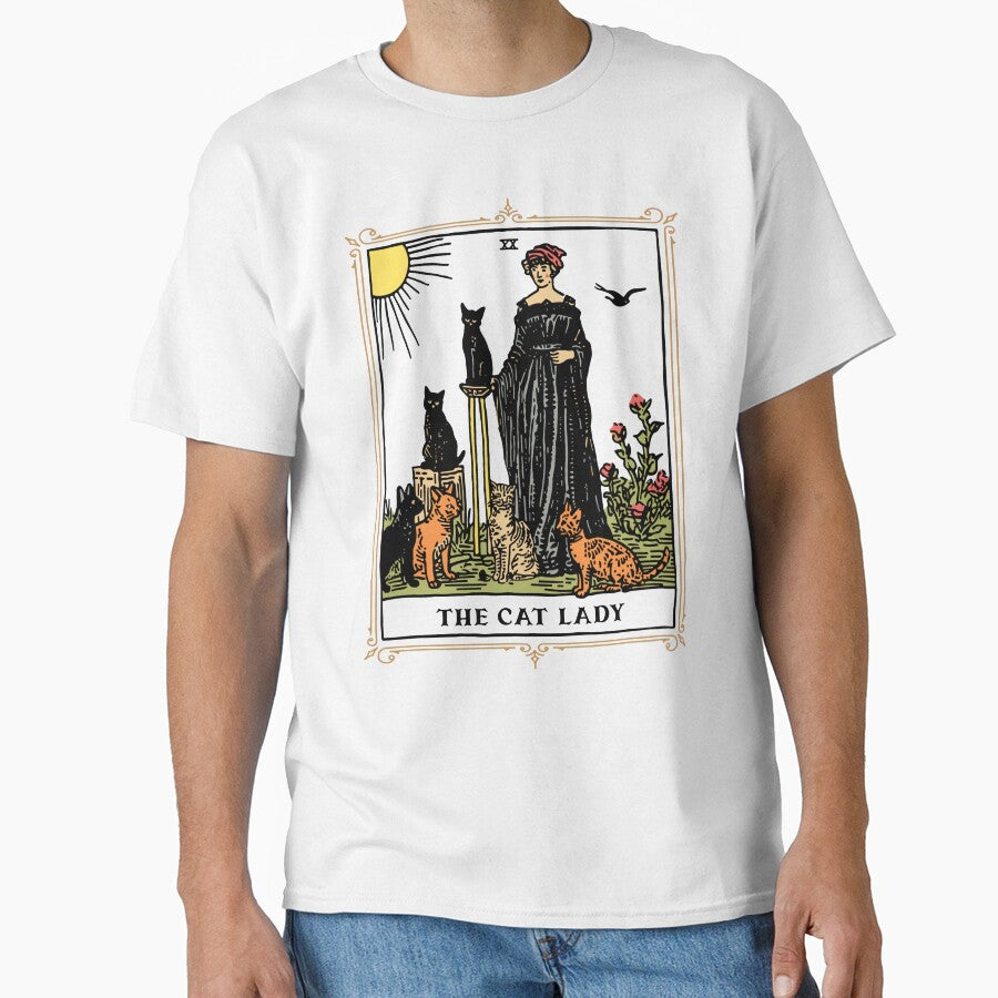 The Cat Lady Tarot Card, Vintage Gothic Cat Women Cat Mom T-Shirt by Wear the Art Hoodie, Sweatshirt (Image 1)