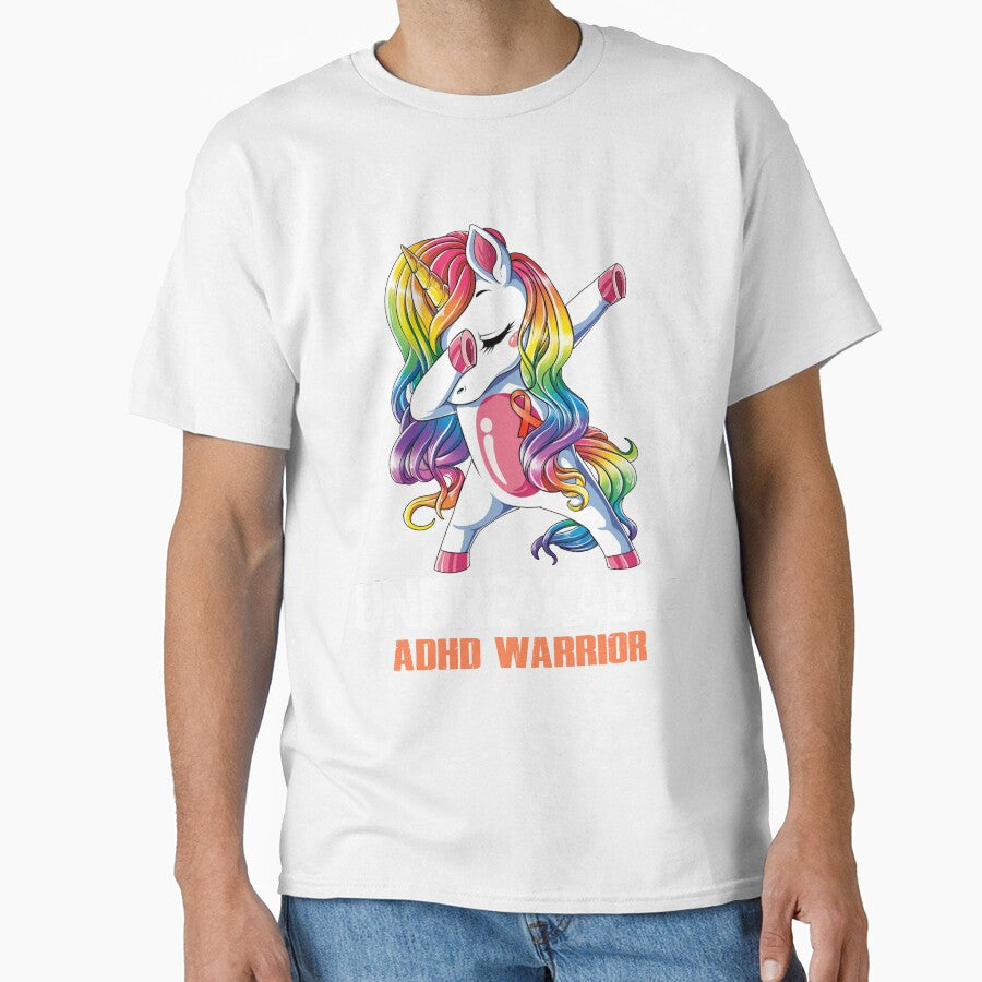 ADHD Awareness - Unicorn ADHD Warrior Ribbon UNBREAKABLE by Fernandezf T-Shirts, Hoodie, Sweatshirt (Image 1)