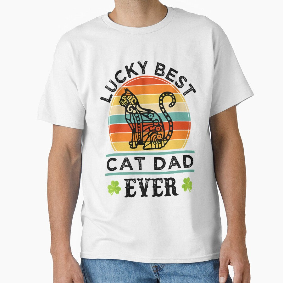 Mens Vintage Lucky Best Cat Dad Ever St Patricks Day by daleparham125 T-Shirts, Hoodie, Sweatshirt (Image 1)