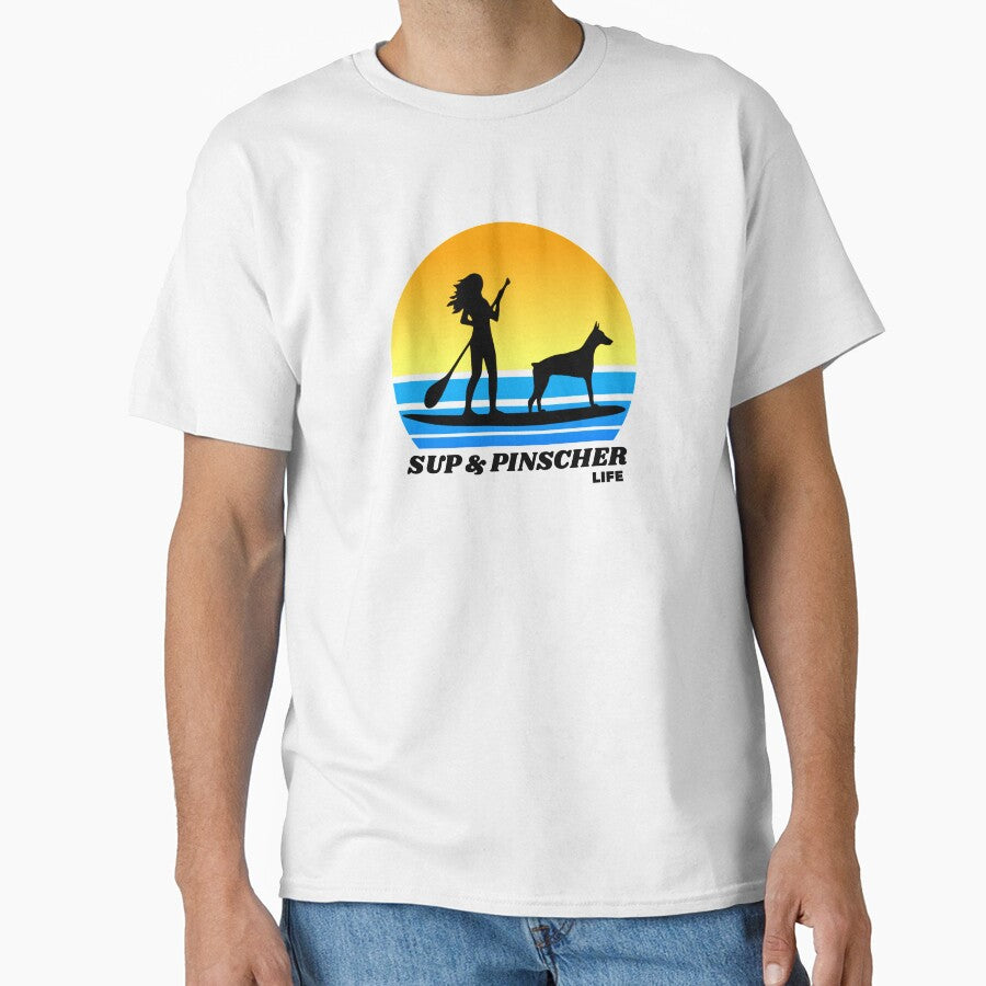 SUP and Pinscher Life - Women's Standup Paddleboard Summer Doberman Pinscher Gift by Guarddogdrive T-Shirts,... (Image 1)