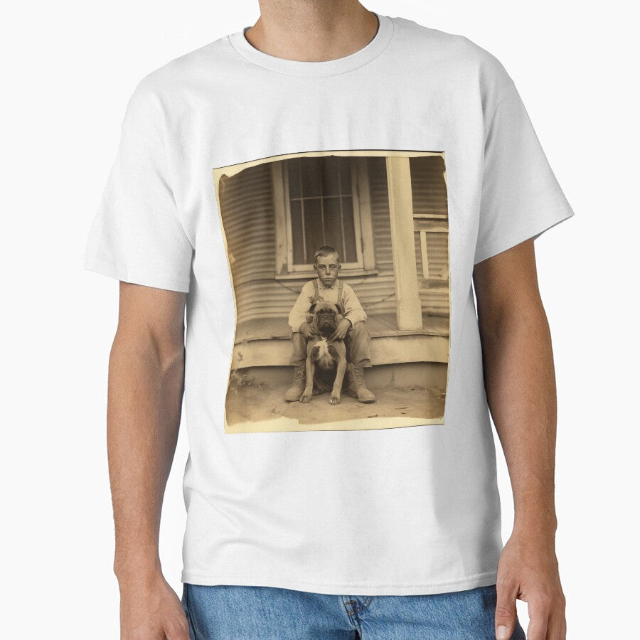Vintage Photograph of Boy with Boxer Dog by Samuelsboro T-Shirts, Hoodie, Sweatshirt | BlankRebels.com (Image 1)