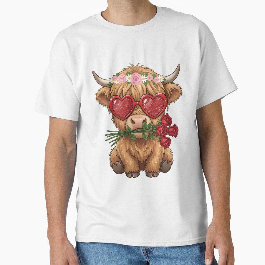 Highland Cow Valentine's Day Cute Valentine Highland Cow by KroghDs T-Shirts, Hoodie, Sweatshirt | BlankRebels.com (Image 1)