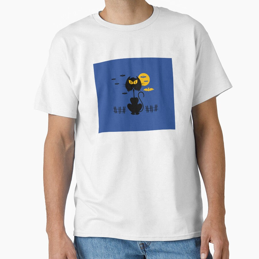 halloween cat at night by Kritzel-Claudi T-Shirts, Hoodie, Sweatshirt | BlankRebels.com (Image 1)