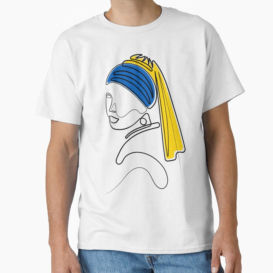 Pearled Girl | One Line Drawing | One Line Art | Minimal | Minimalist by One-Line-Artist T-Shirts, Hoodie,... (Image 1)