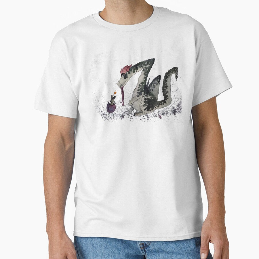 Cute Hatching Dragon - Playful Watercolor Fantasy Art by TheArtOfTreble T-Shirts, Hoodie, Sweatshirt (Image 1)