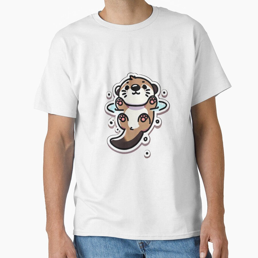 Chibi otter floating on its back holding hands by LuzCobal T-Shirts, Hoodie, Sweatshirt | BlankRebels.com (Image 1)