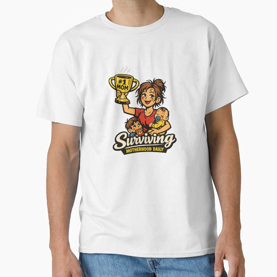 Surviving Motherhood Daily – #1 Mom Funny Illustration | Mother’s Day Gift by MirAgency T-Shirts, Hoodie,... (Image 1)