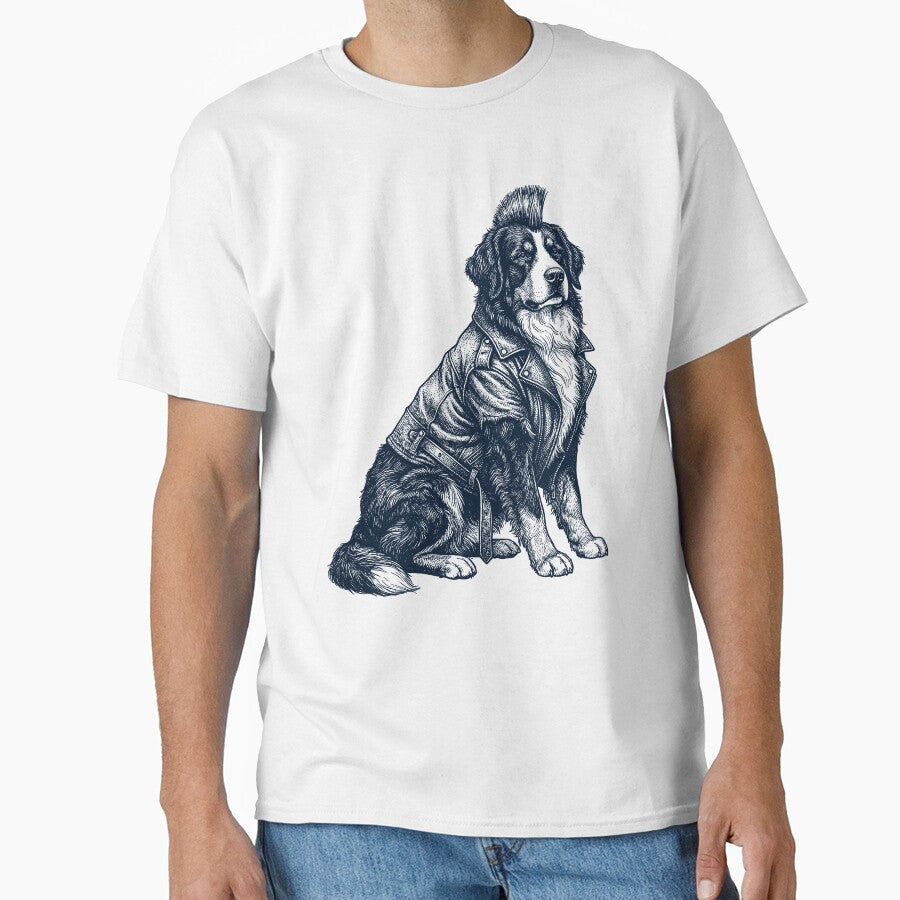Vintage Bernese Mountain Dog Punk Mowhawk Dog Mom Dad by DoodleTortle T-Shirts, Hoodie, Sweatshirt (Image 1)