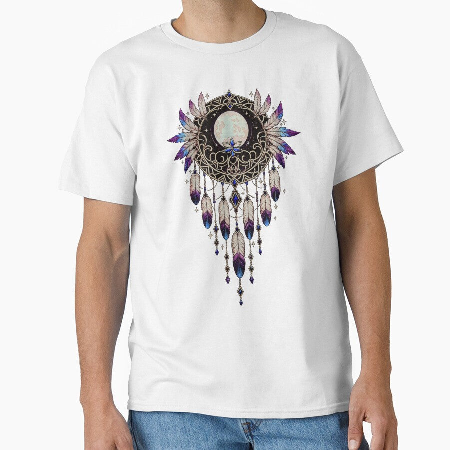 Moon Dreamcatcher Celestial Feather Mandala Aesthetic Art by Finally Awake T-Shirts, Hoodie, Sweatshirt (Image 1)