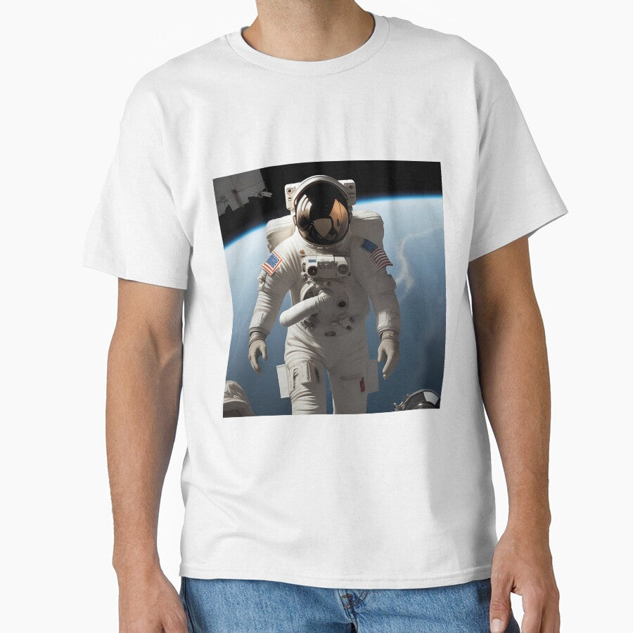 astronauts embarks on a spacewalk to repair a damaged satellite by qatjamack0 T-Shirts, Hoodie, Sweatshirt (Image 1)