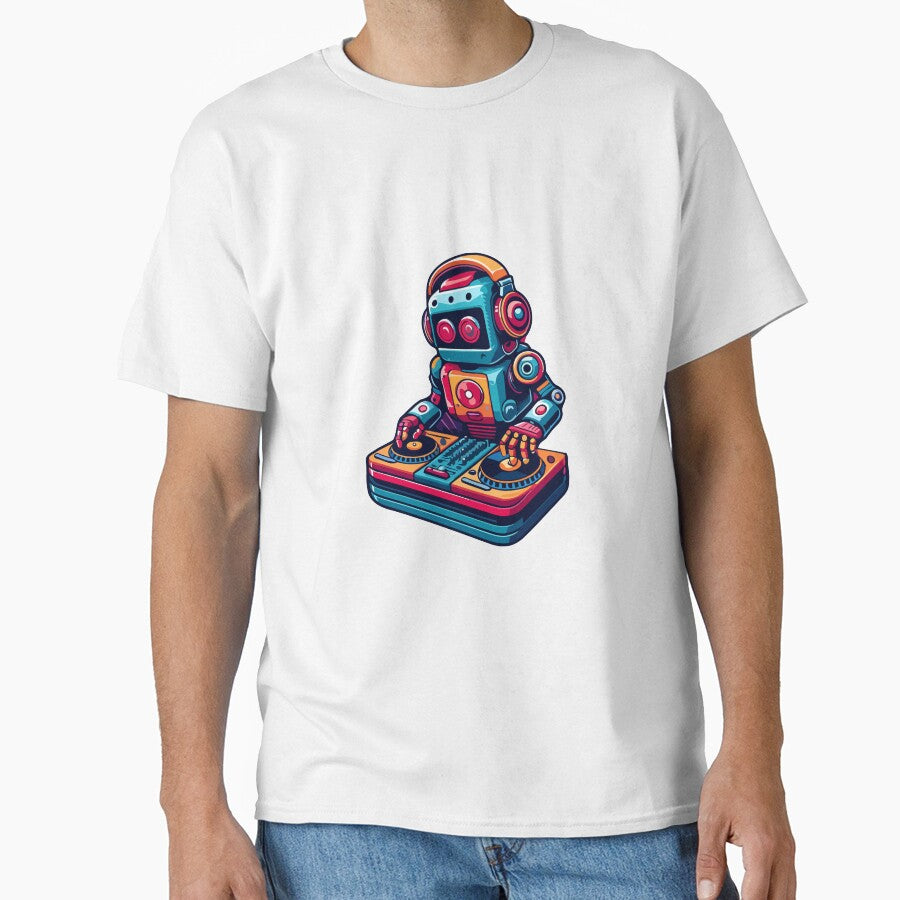 Retro Futuristic DJ Robot Mixing Beats by Akioos T-Shirts, Hoodie, Sweatshirt | BlankRebels.com (Image 1)