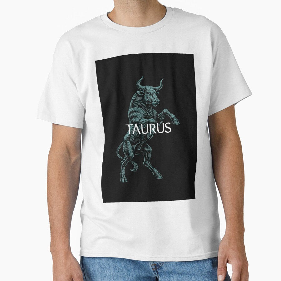 Taurus Zodiac – Vintage Bull in Teal on Black by MajesticBeasts T-Shirts, Hoodie, Sweatshirt | BlankRebels.com (Image 1)