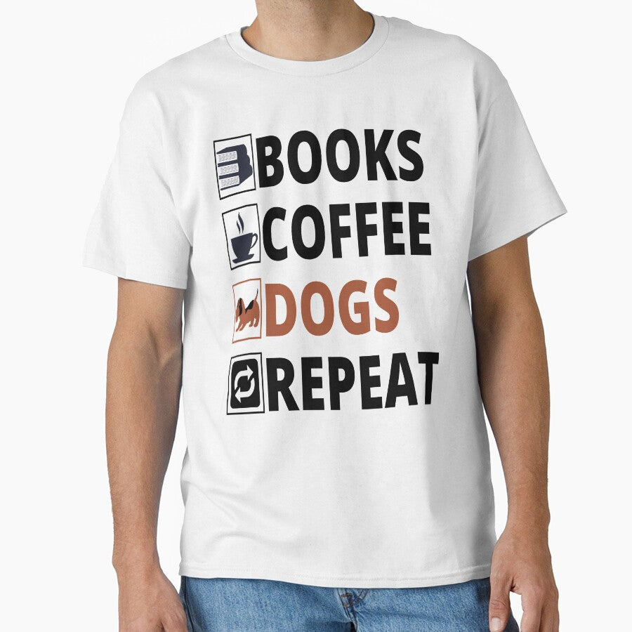 BOOKS COFFEE DOGS REPEAT by Apoorv Choudhary T-Shirts, Hoodie, Sweatshirt | BlankRebels.com (Image 1)