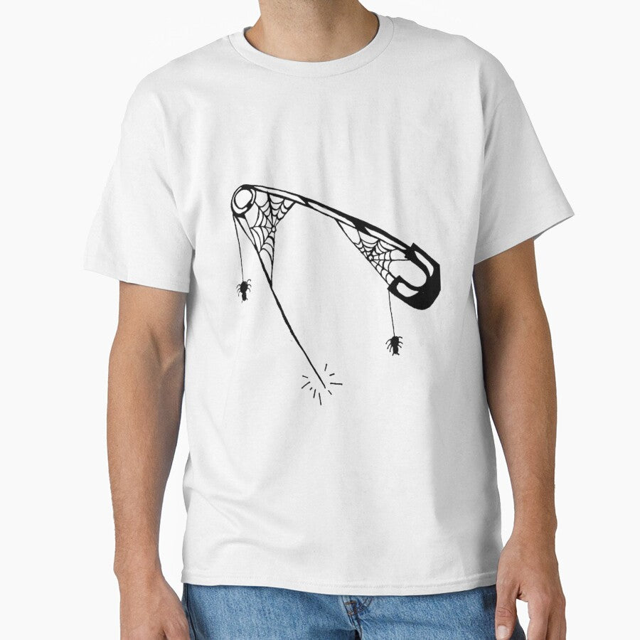 Grayscale Safety Pin With Spiderwebs by KayTurtless T-Shirts, Hoodie, Sweatshirt | BlankRebels.com (Image 1)
