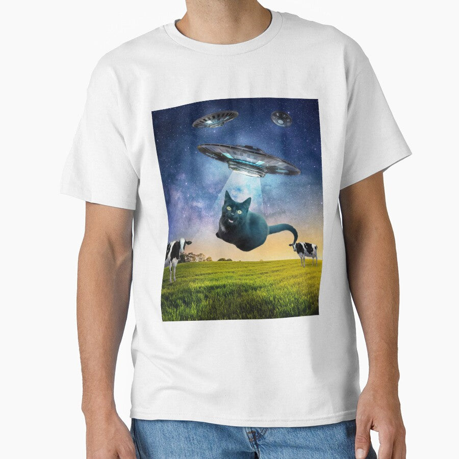 Black Cat UFO Abduction Funny T-Shirts, Hoodie, Sweatshirt