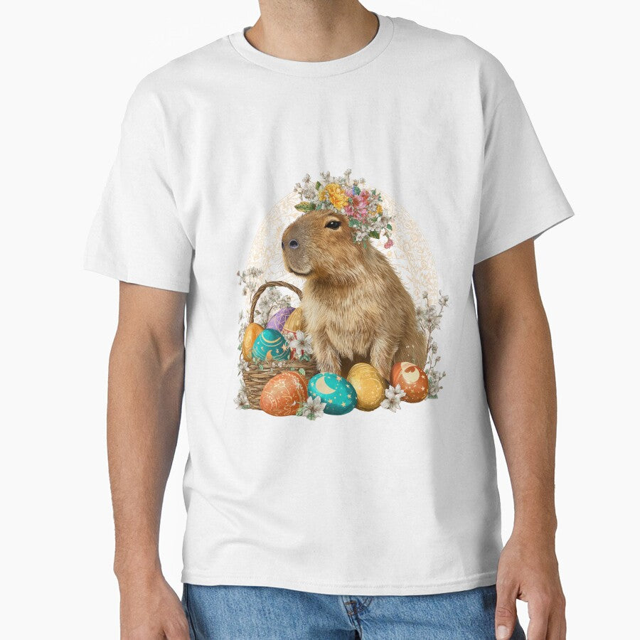 Floral Capybara Easter Celebration - Spring Meadow Fantasy Art by Hakubiya T-Shirts, Hoodie, Sweatshirt (Image 1)