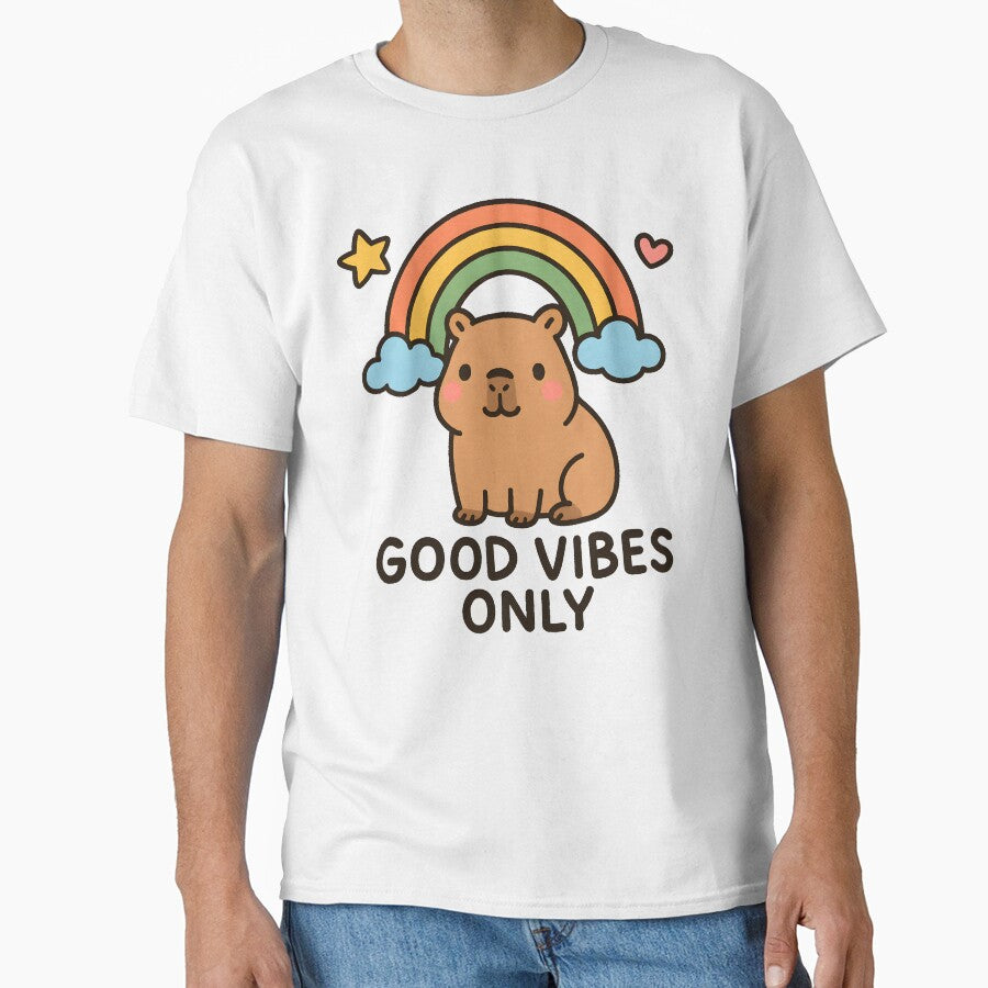 Good Vibes Only Cute Capybara Rainbow by Mikeb233 T-Shirts, Hoodie, Sweatshirt | BlankRebels.com (Image 1)