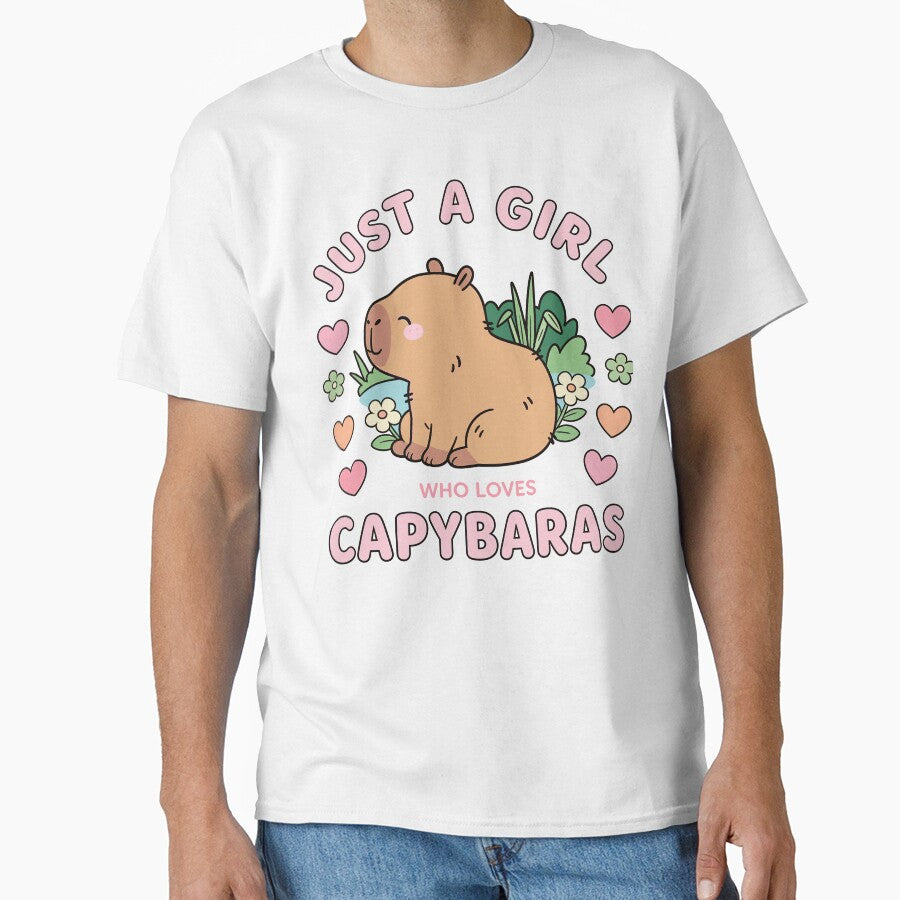 Just a Girl Who Loves Capybaras Cute Kawaii by badisolam T-Shirts, Hoodie, Sweatshirt | BlankRebels.com (Image 1)