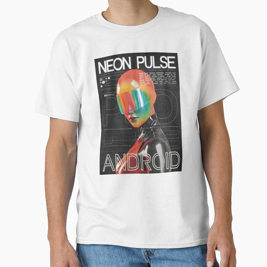 Neon Pulse Android: Female Cyber Figure by Raw-Ink T-Shirts, Hoodie, Sweatshirt | BlankRebels.com (Image 1)