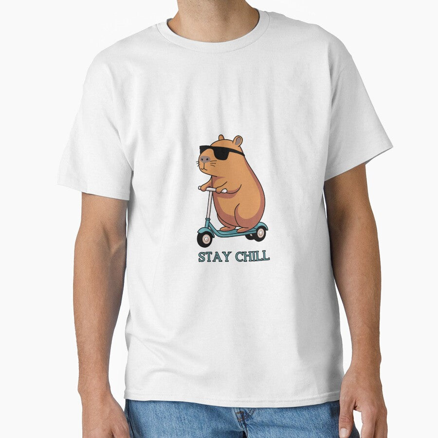 Stay Chill – Cool Capybara on a Scooter by Animal Passions T-Shirts, Hoodie, Sweatshirt | BlankRebels.com (Image 1)