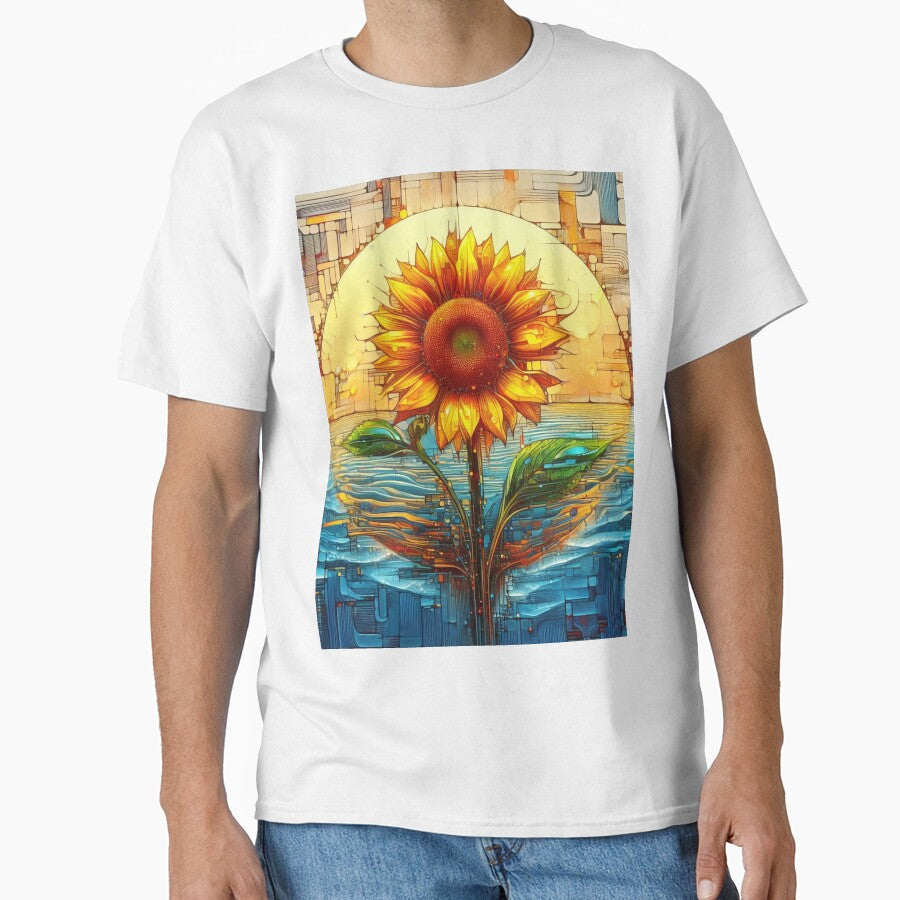 Sunflower in Water, Cybernetic Art by ComputerContent T-Shirts, Hoodie, Sweatshirt | BlankRebels.com (Image 1)
