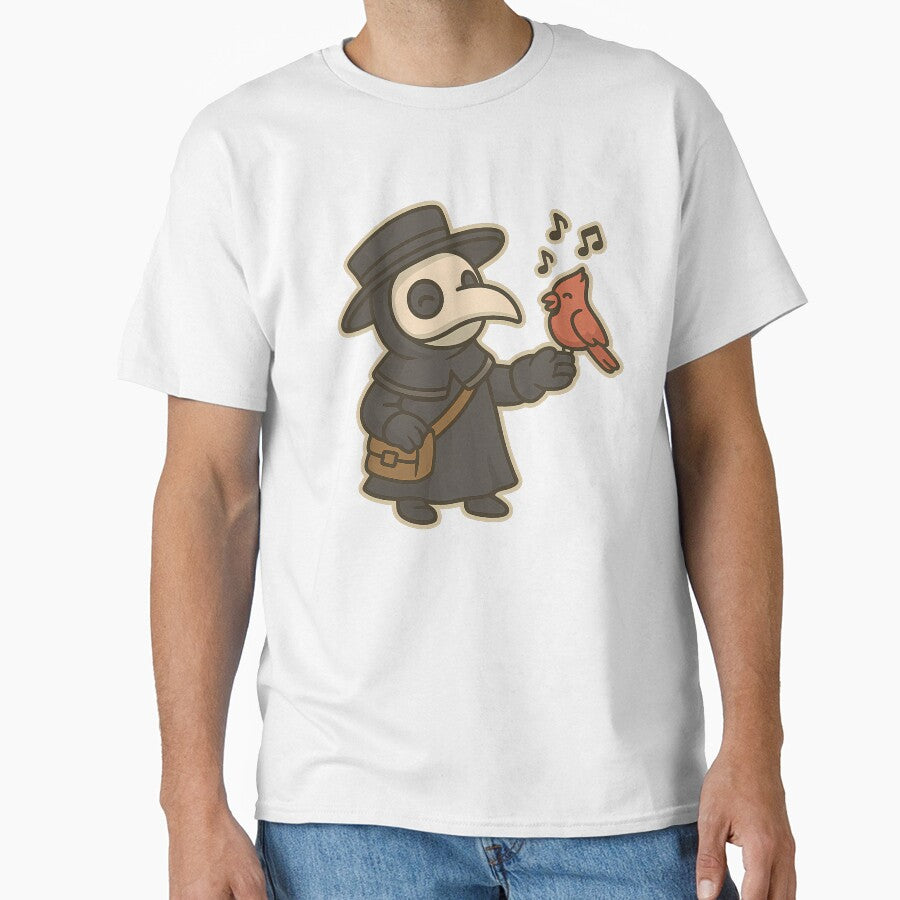 Plague Doctor & Songbird – Cute Spooky Friendship Design by designsbyhw T-Shirts, Hoodie, Sweatshirt (Image 1)