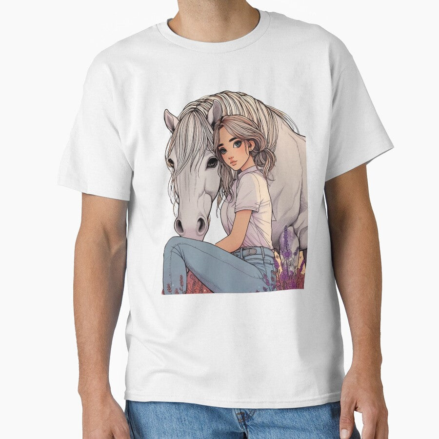 Soft Heart, Horse Soul – Aesthetic Horse Girl Illustration by Chameleon Studio T-Shirts, Hoodie, Sweatshirt (Image 1)