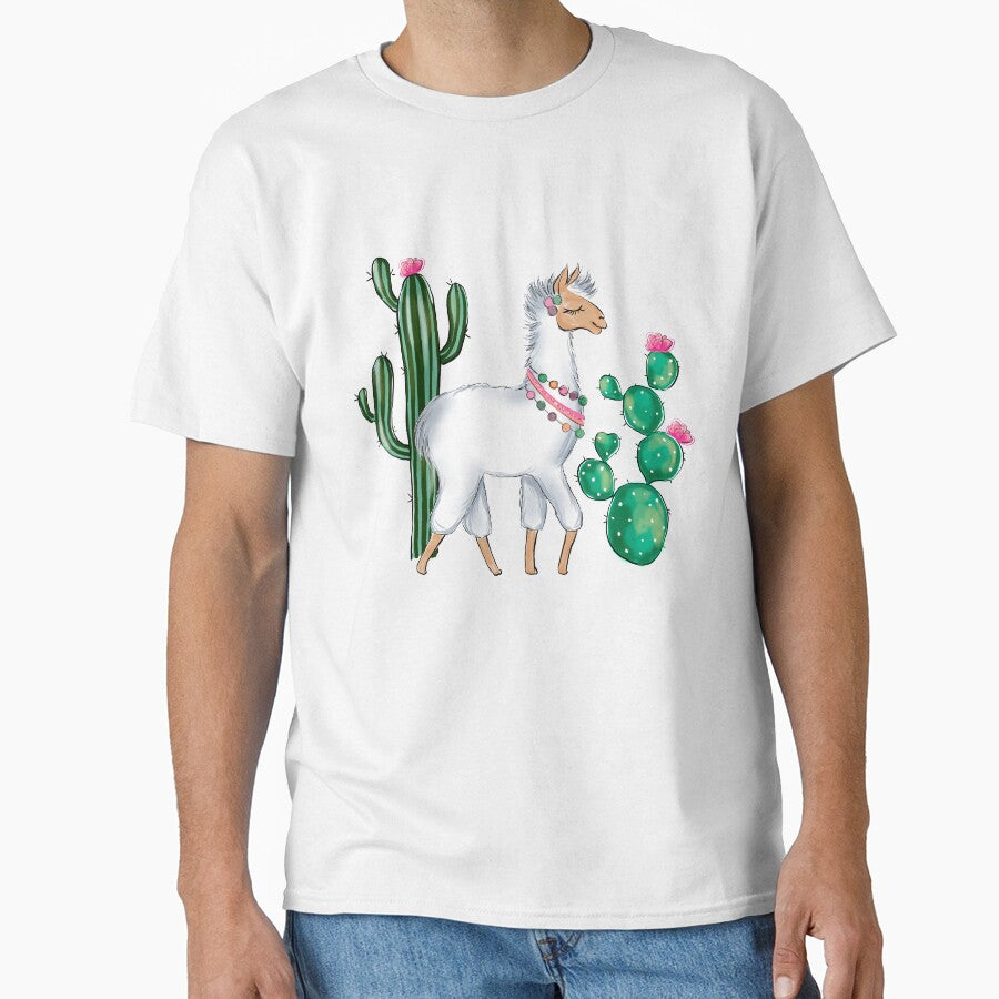 Lama and succulents cute illustration by Lalanacliparts T-Shirts, Hoodie, Sweatshirt | BlankRebels.com (Image 1)