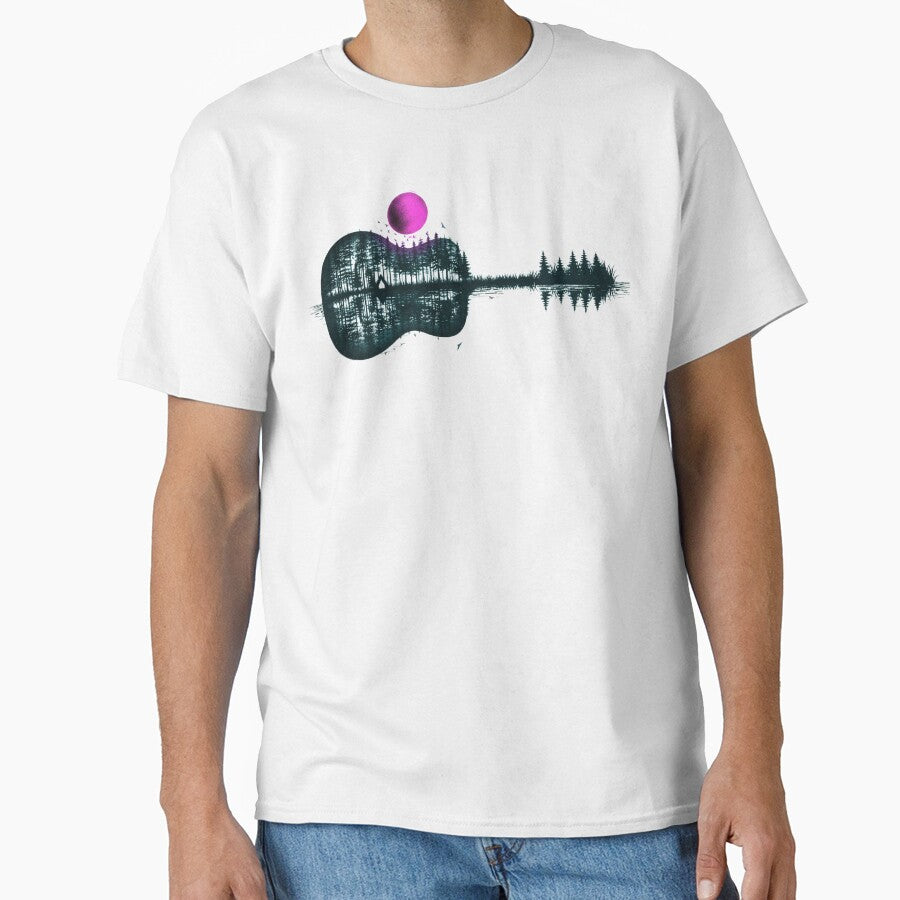 Men’s Nature Guitar, Music & Nature Graphic, Outdoor Adventure for Musicians, Guitarists and Nature Lovers by... (Image 1)