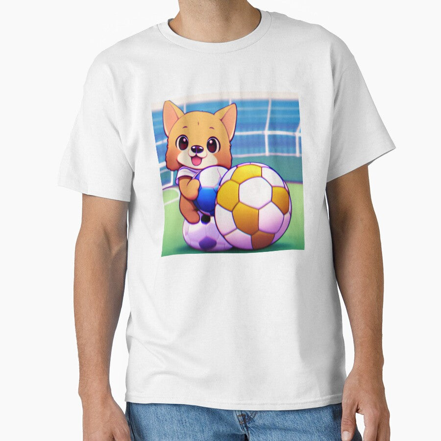 Chibi Anime Dog Holding Soccer Ball by BAYFAIRE