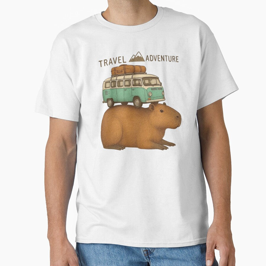Travel Adventure Capybara – Kawaii Road Trip Animal Illustration by Aloloco T-Shirts, Hoodie, Sweatshirt (Image 1)