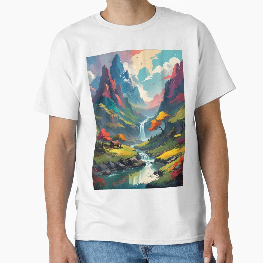 Abstract Mountain Waterfall Art by Esterlane T-Shirts, Hoodie, Sweatshirt | BlankRebels.com (Image 1)