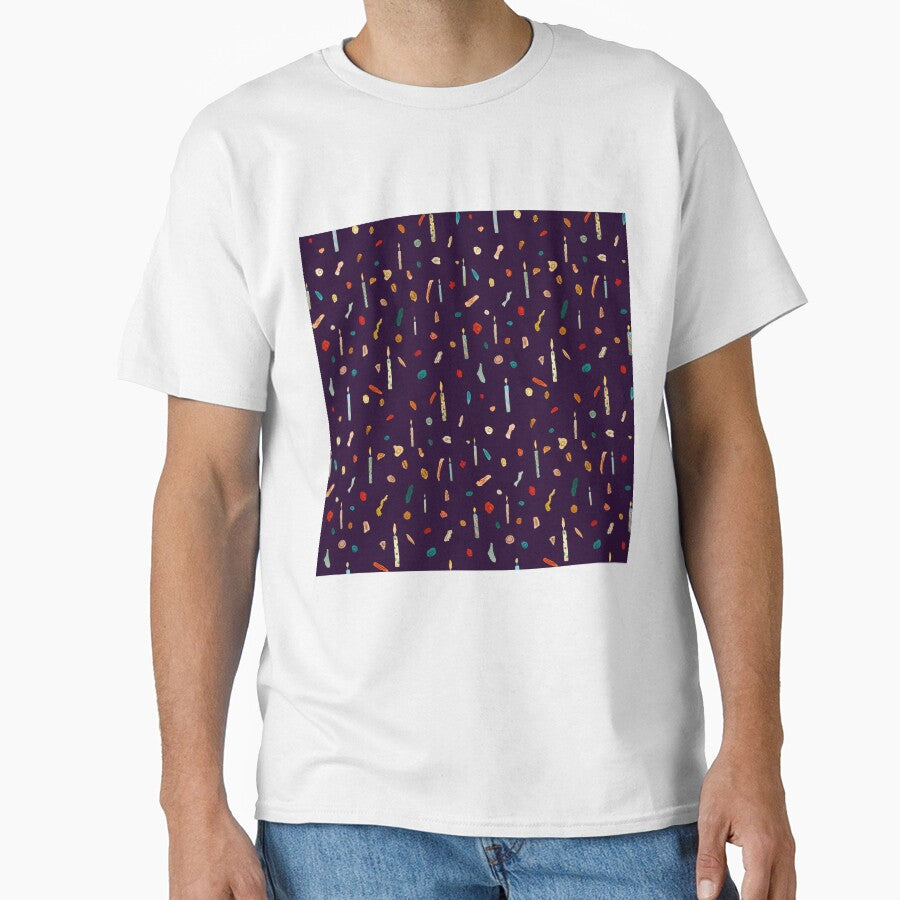 Confetti candle birthday cute pattern a watercolor violet by Yana Mustafina | Boho Soulful Designs T-Shirts,... (Image 1)