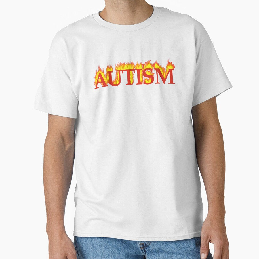 Flaming Autism Text by PleasantShark T-Shirts, Hoodie, Sweatshirt | BlankRebels.com (Image 1)