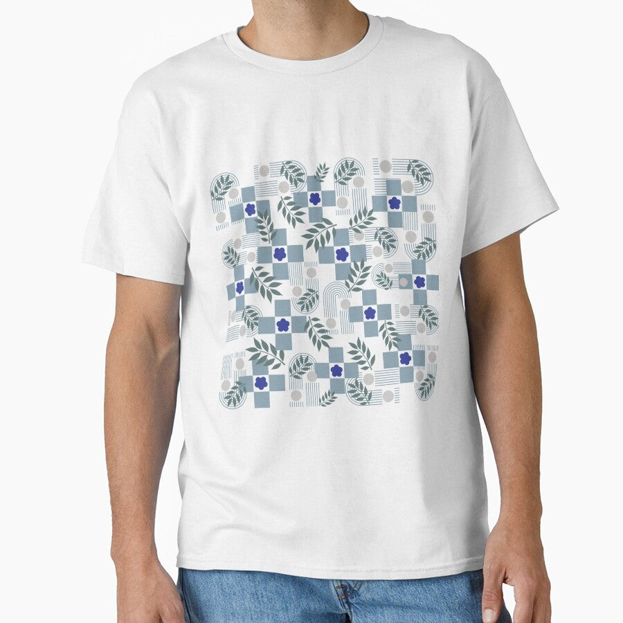 Botanical Checkerboard Arch Pattern – Modern Nature & Geometric Design by Verve Studio T-Shirts, Hoodie, Sweatshirt (Image 1)