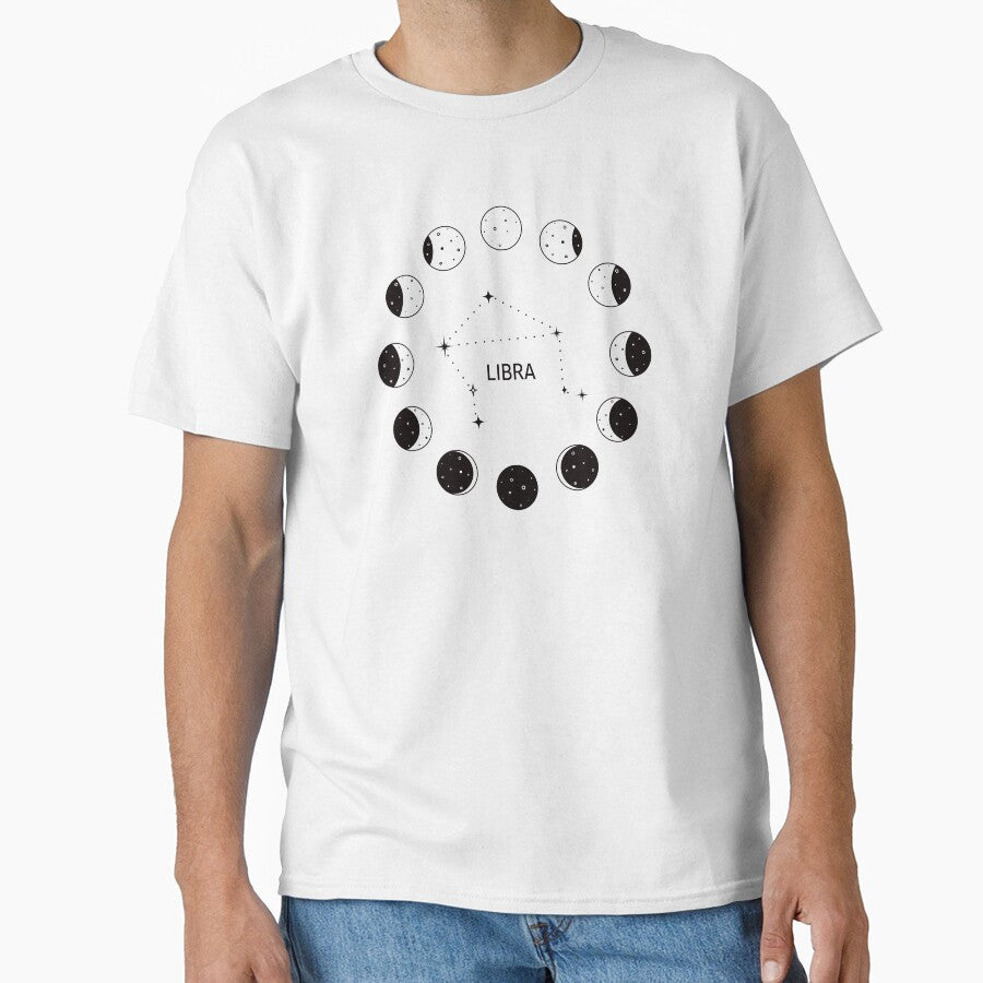 Moon phases and zodiac constellation Libra by MonochromeEcho T-Shirts, Hoodie, Sweatshirt | BlankRebels.com (Image 1)
