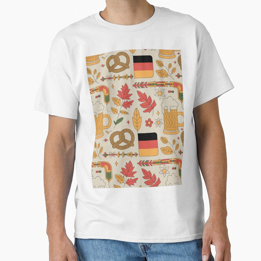 Oktoberfest Beer & Pretzel Seamless Pattern by Midnight Veil Designs