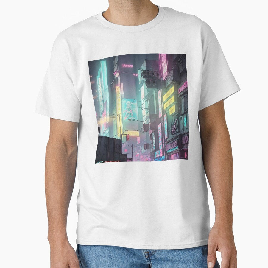 Vivid Surge: Cyberpunk Cityscape by Esterlane T-Shirts, Hoodie, Sweatshirt | BlankRebels.com (Image 1)
