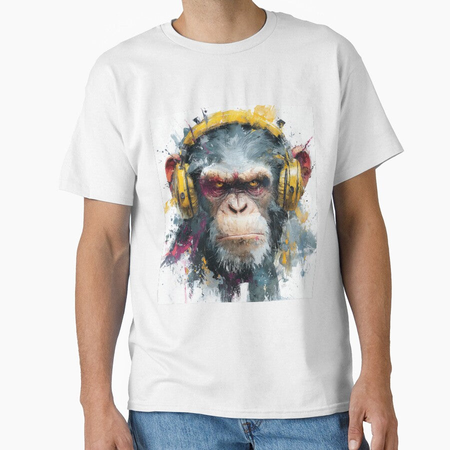 Dj Monkey Business Gloomy Ape With Yellow Headphones by GrinGalore T-Shirts, Hoodie, Sweatshirt | BlankRebels.com (Image 1)