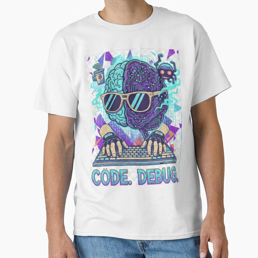 Code Debug Repeat Cyber Brain Coder Sticker | Programmer Tech Art by mdj96 T-Shirts, Hoodie, Sweatshirt (Image 1)