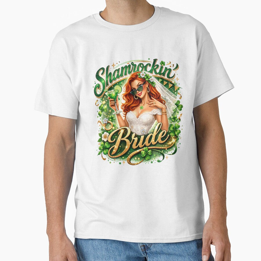 Shamrockin’ Bride – St. Patrick’s Day Bachelorette Shirt | Lucky in Love Bride Tee by CrazyGirlllc Hoodie,... (Image 1)